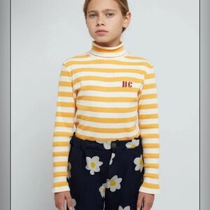 Bobo Choses Yellow Stripe Turtleneck T-Shirt Knit 6-7 sustainable luxury logo‎